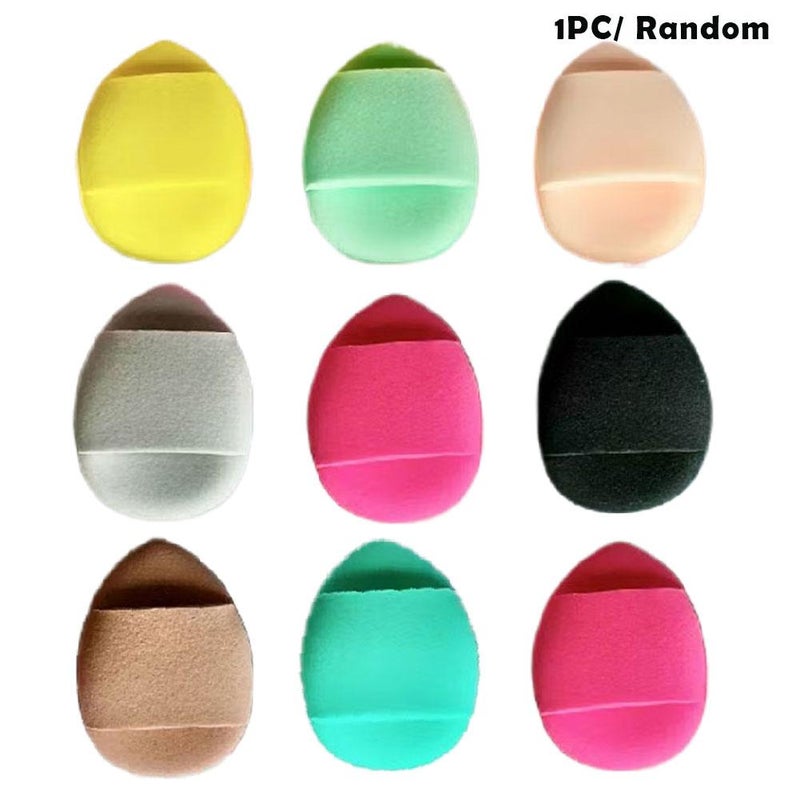 Random color, double-sided non-latex fingertip powder puff, single-finger cushion puff, wet/dry dual-use, eyeshadow, highlighter, concealer, 1 piece.